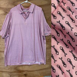 Maelreg Golf Performance Polo Shirt Mens 4XL Fish Bones Fisherman Stretch